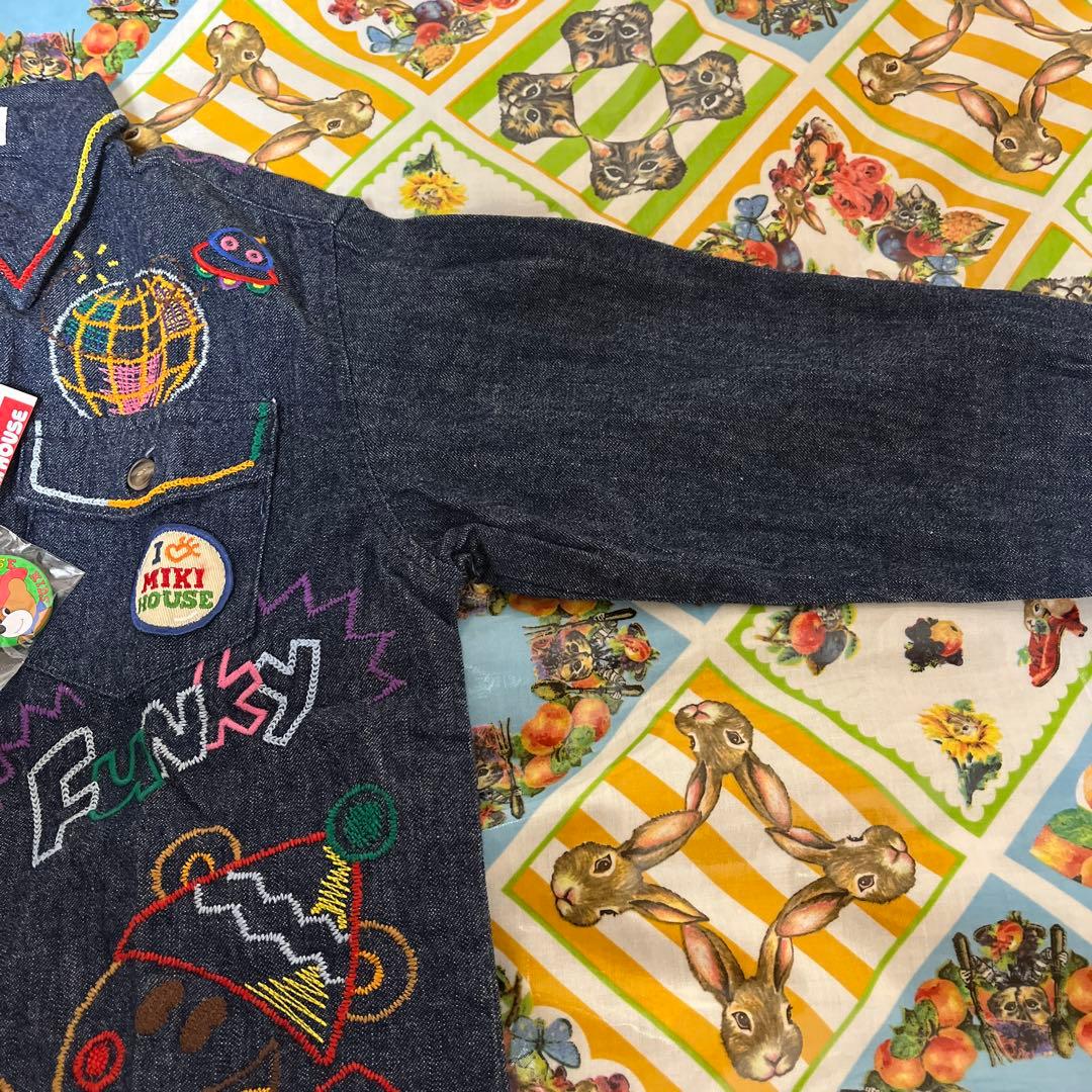 ミキハウス FUNKY 刺繍デニムジャケット 110cm 日本製 バッジ付き
