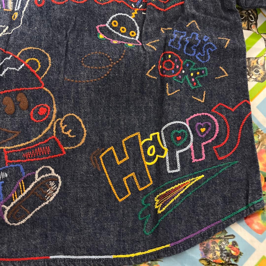 ミキハウス FUNKY 刺繍デニムジャケット 110cm 日本製 バッジ付き