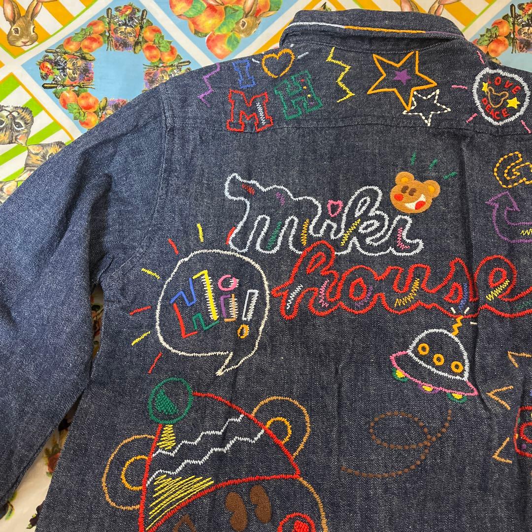 ミキハウス FUNKY 刺繍デニムジャケット 110cm 日本製 バッジ付き