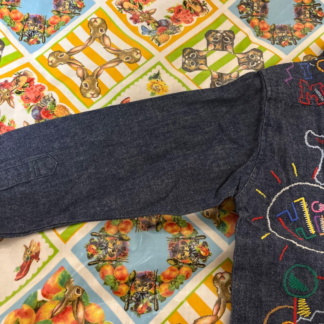 ミキハウス FUNKY 刺繍デニムジャケット 110cm 日本製 バッジ付き