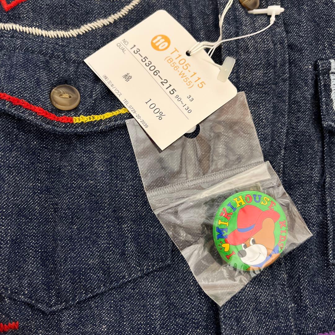 ミキハウス FUNKY 刺繍デニムジャケット 110cm 日本製 バッジ付き