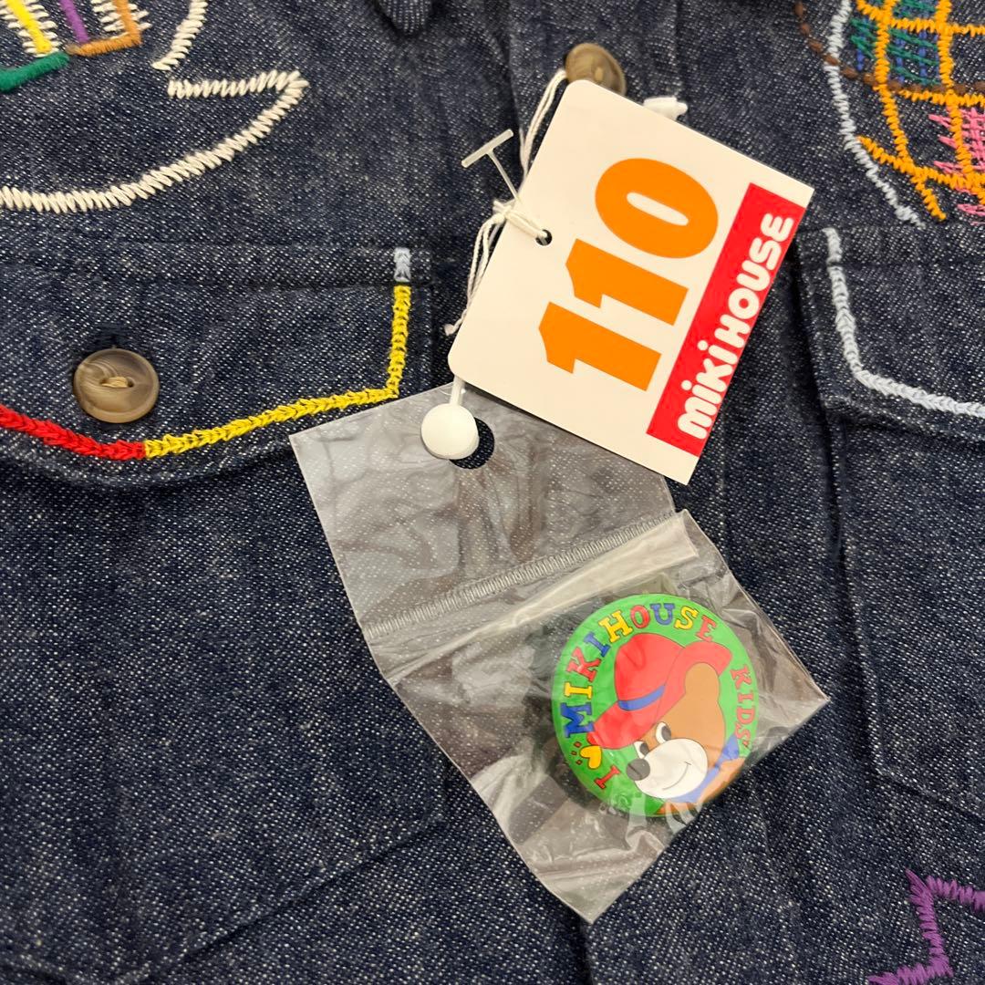 ミキハウス FUNKY 刺繍デニムジャケット 110cm 日本製 バッジ付き