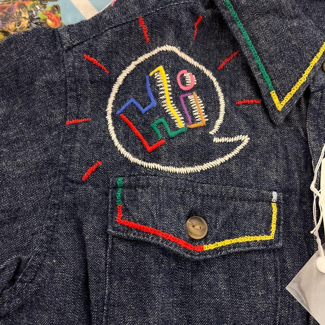 ミキハウス FUNKY 刺繍デニムジャケット 110cm 日本製 バッジ付き