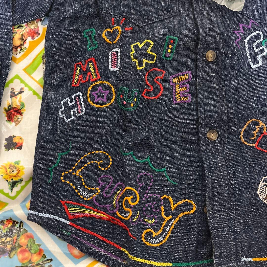 ミキハウス FUNKY 刺繍デニムジャケット 110cm 日本製 バッジ付き