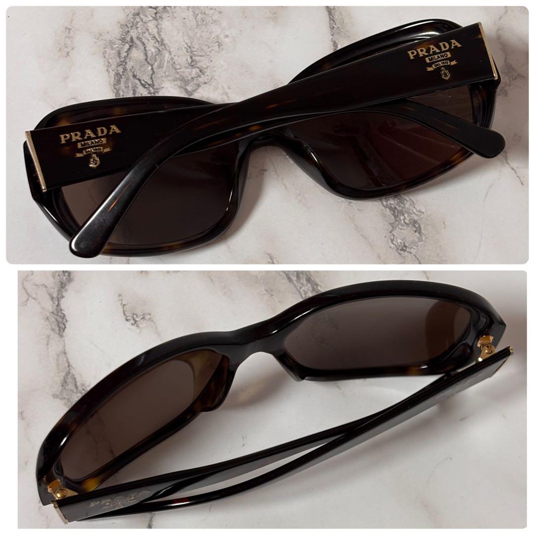 【美品】 プラダ サングラス ゴールドロゴ ブラウン イタリア産 べっ甲風