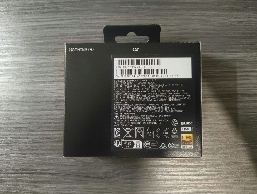 Nothing Ear 2024モデル ワイヤレスイヤホン ブラック