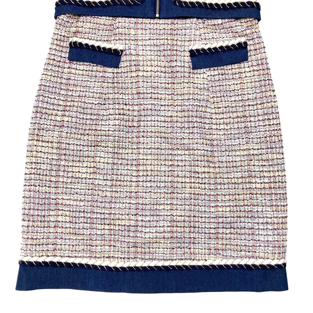 IRMA イルマ ジップデザイン ノースリーブ ツイードタイトミニドレス