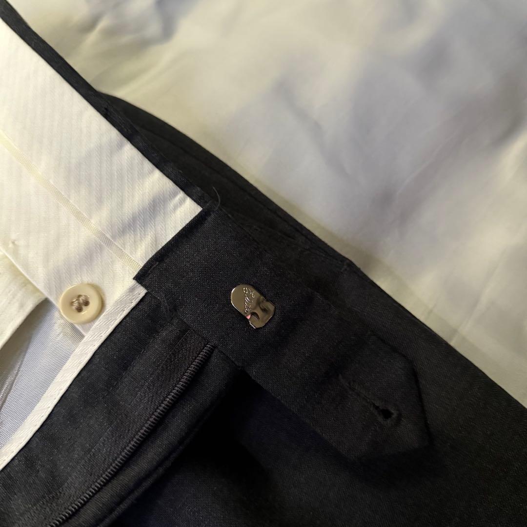 80s vintage USA製 グレー ツータック ウール ワイドスラックス