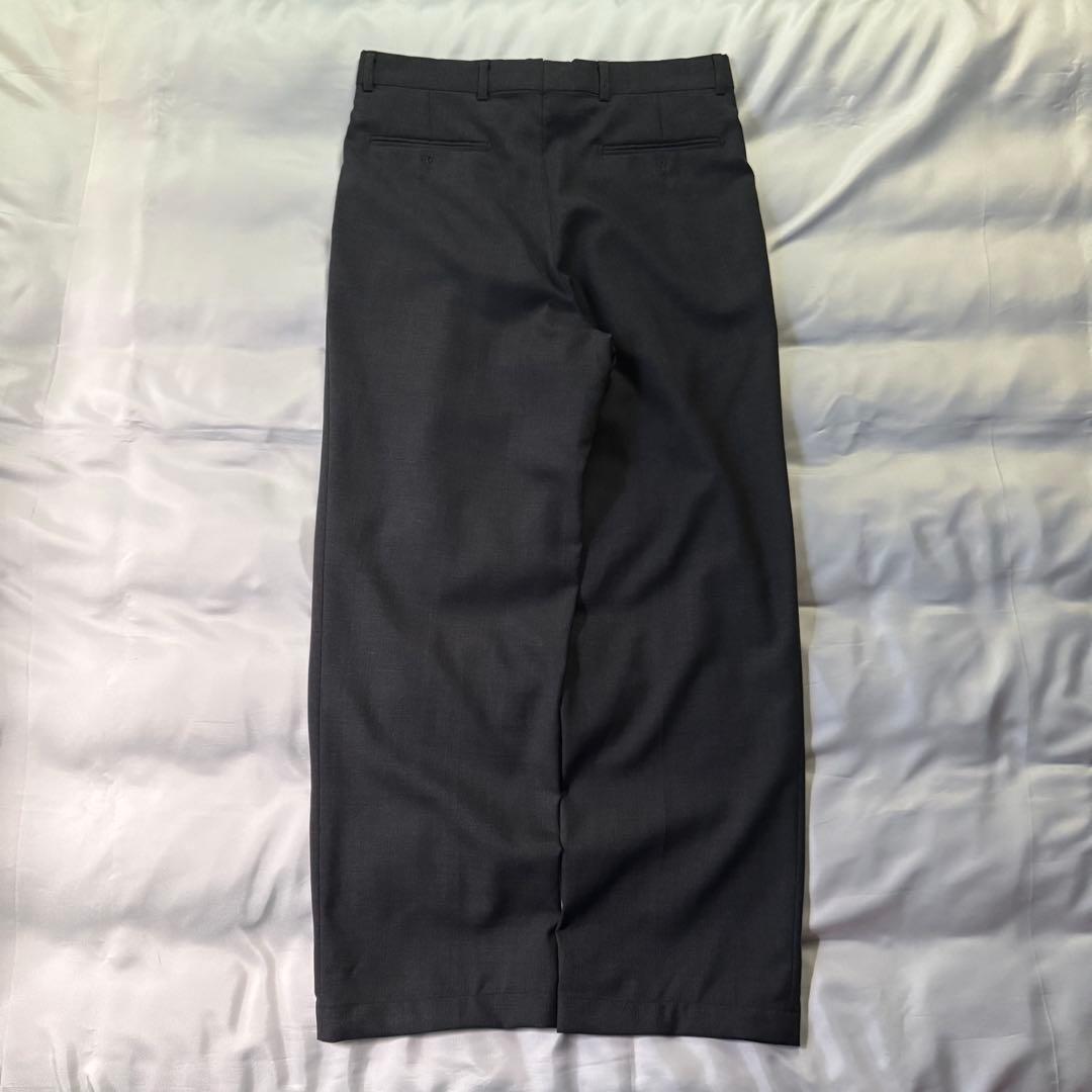 80s vintage USA製 グレー ツータック ウール ワイドスラックス