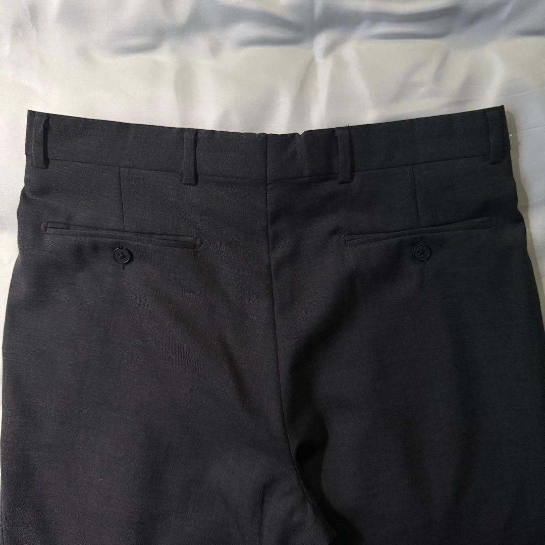 80s vintage USA製 グレー ツータック ウール ワイドスラックス