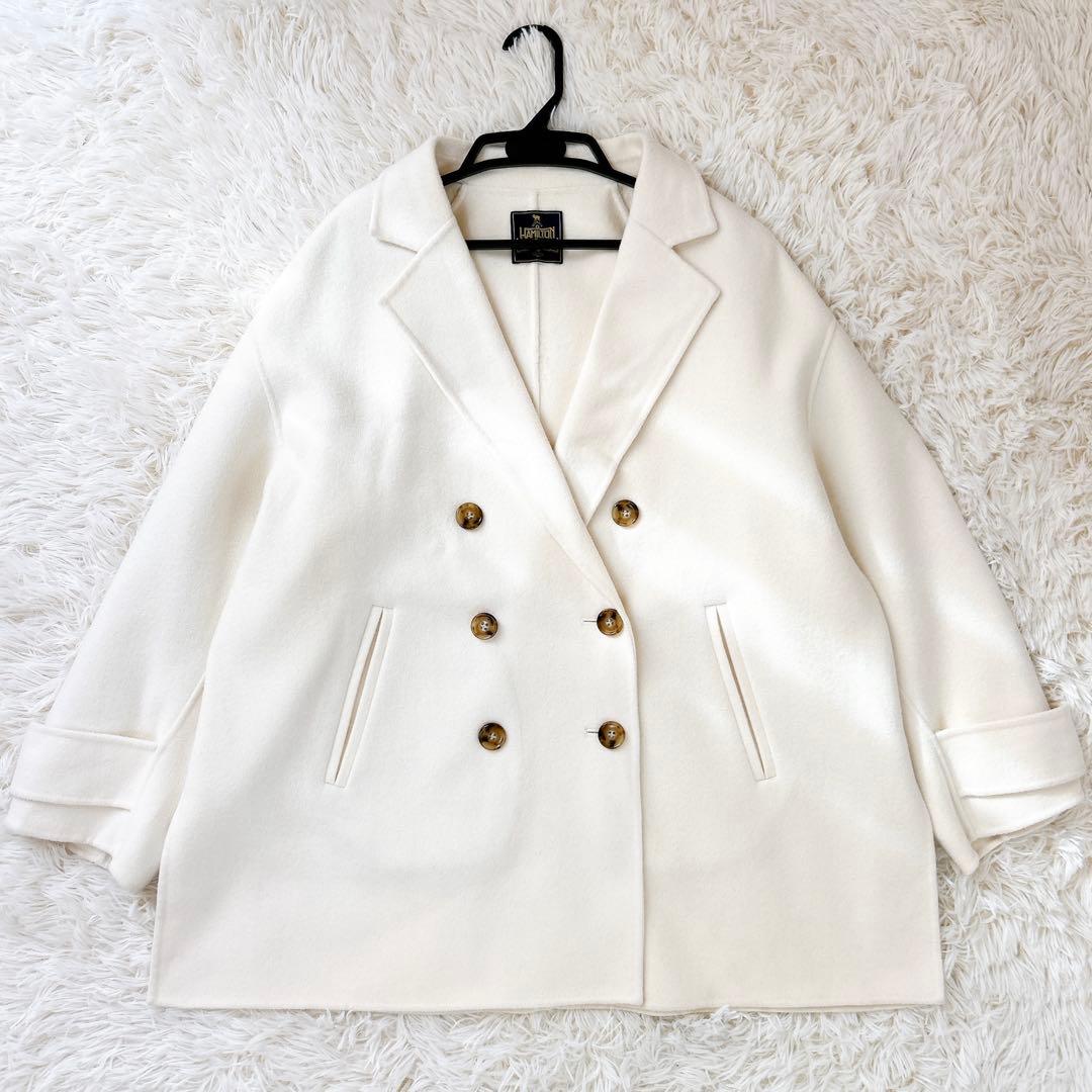 極美品✨シップス ハミルトンウール ダブル テーラードリバーコート ホワイト　M