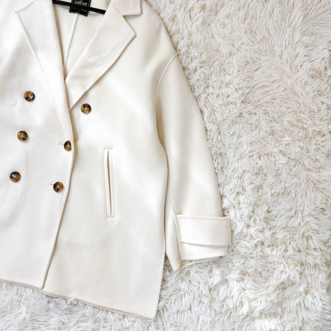 極美品✨シップス ハミルトンウール ダブル テーラードリバーコート ホワイト　M