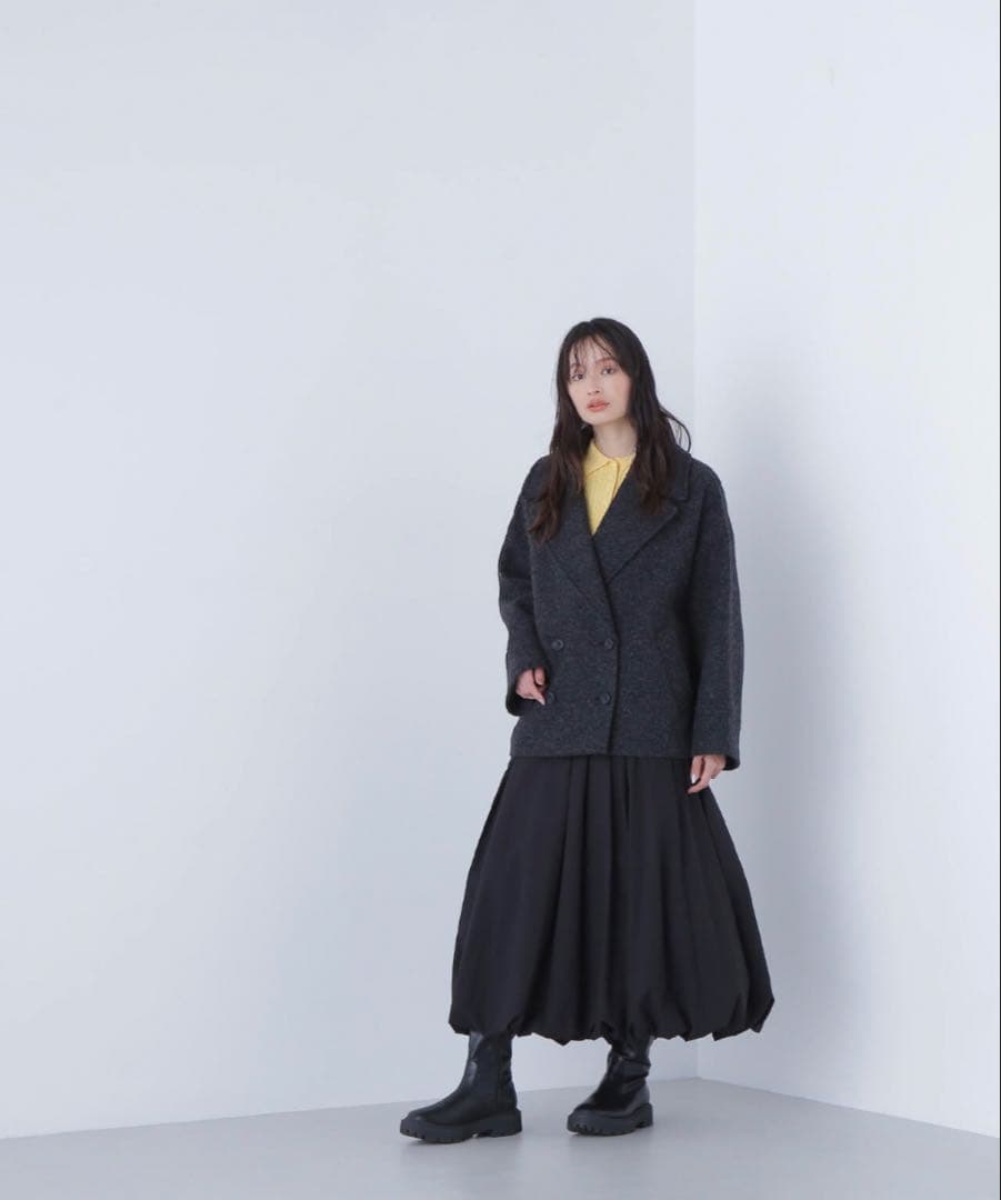 NATURAL BEAUTY BASIC ウーリーフォルムハーフコート