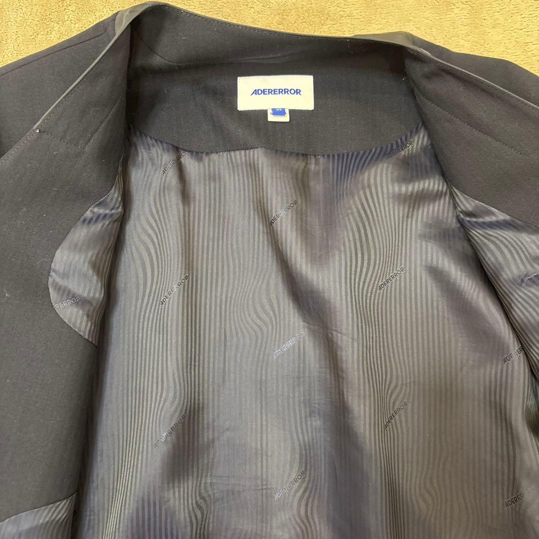 ADERERROR ネイビー ノーカラー ジャケット