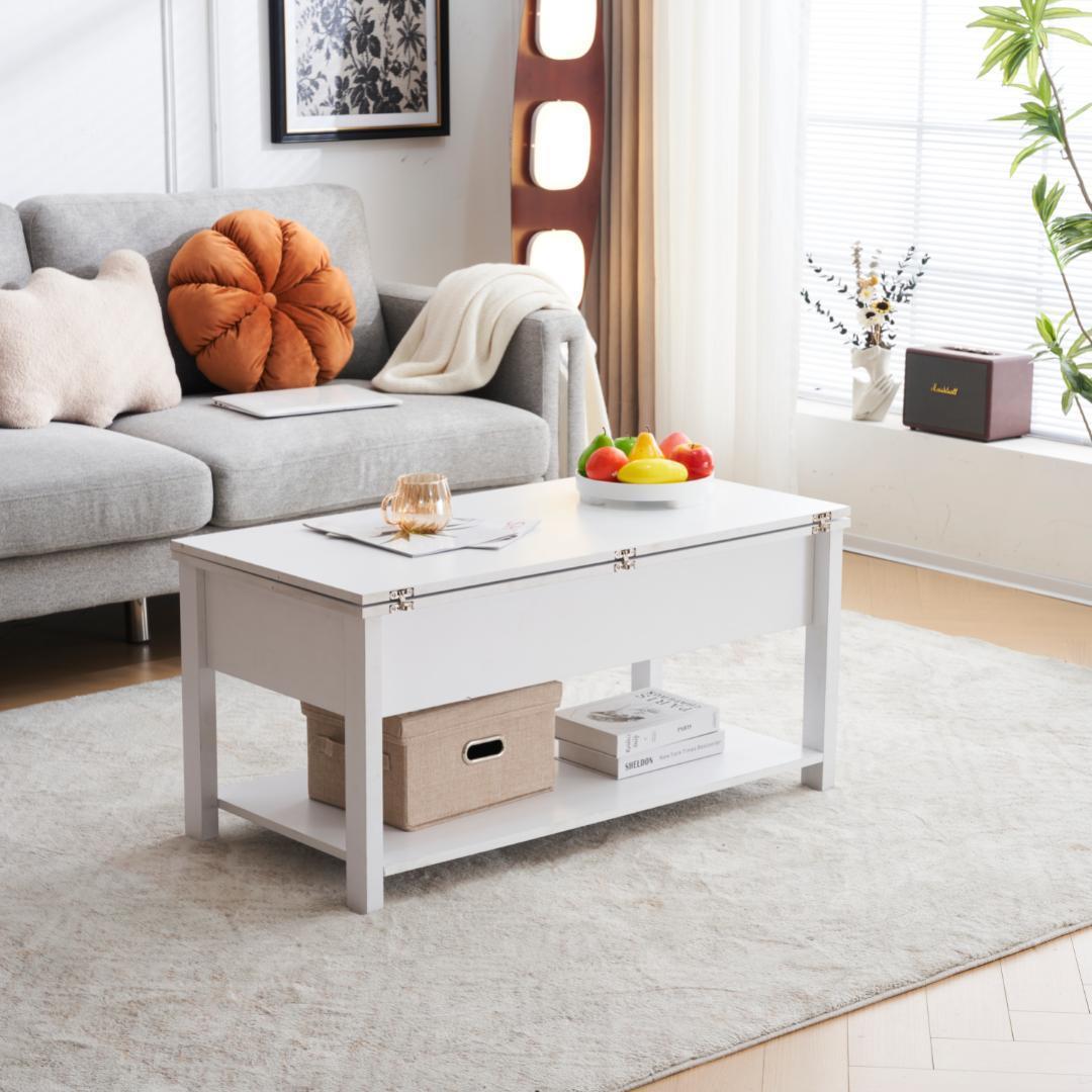 木製昇降テーブルリフティングテーブルおしゃれ収納付きスチールローテーブルシンプル