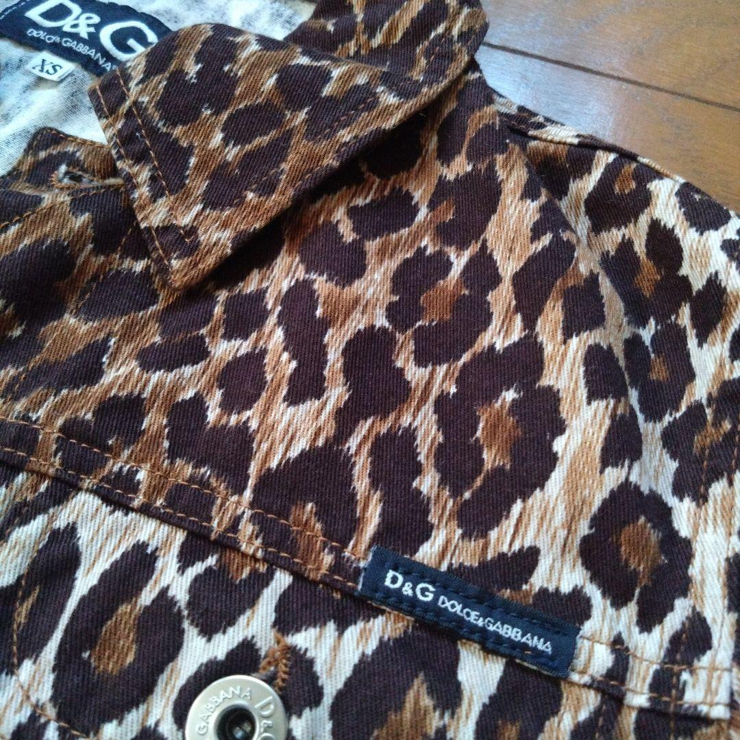 D&G ドルガバ ヒョウ柄 デニム　ジャケット Gジャン XS　ロゴ