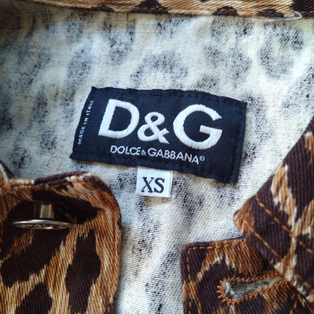 D&G ドルガバ ヒョウ柄 デニム　ジャケット Gジャン XS　ロゴ