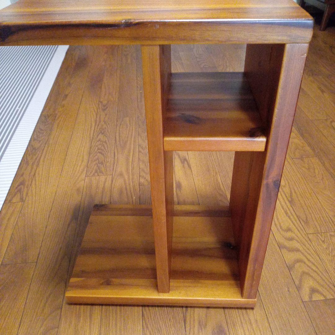 サイドテーブル 中棚付き 天然木製 シンプル