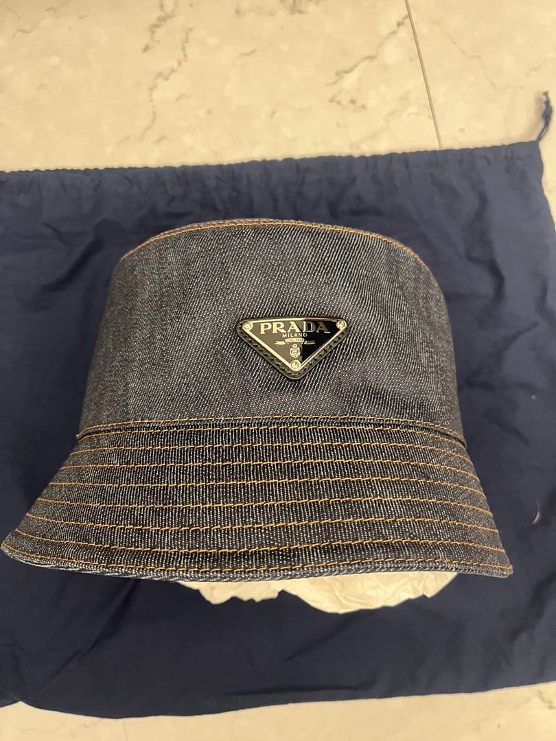 （新品）PRADA セルビッジデニム バケットハット XL プラダ