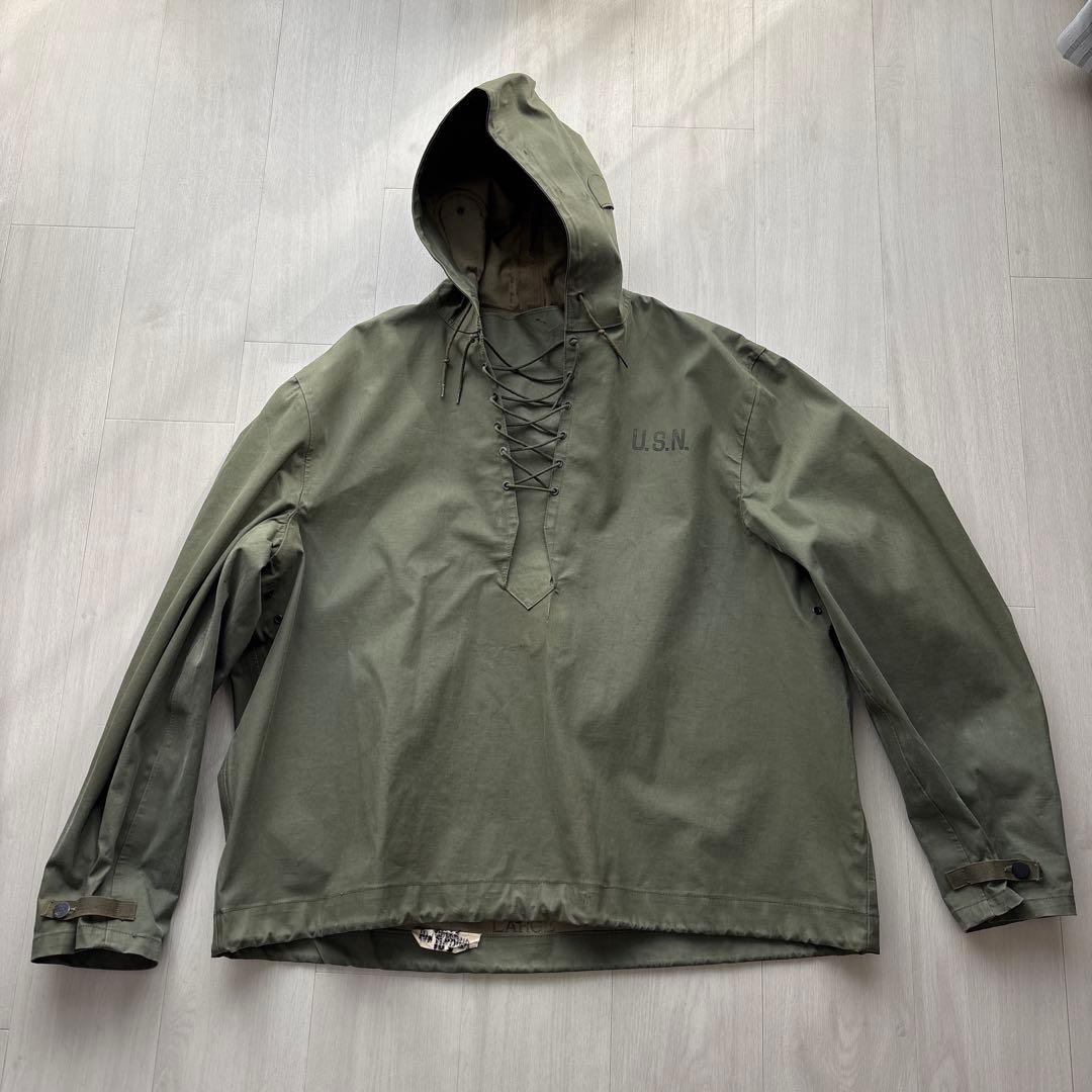 チ*ー様 40s USNAVY デッキレインパーカー レースアップ ビンテージ