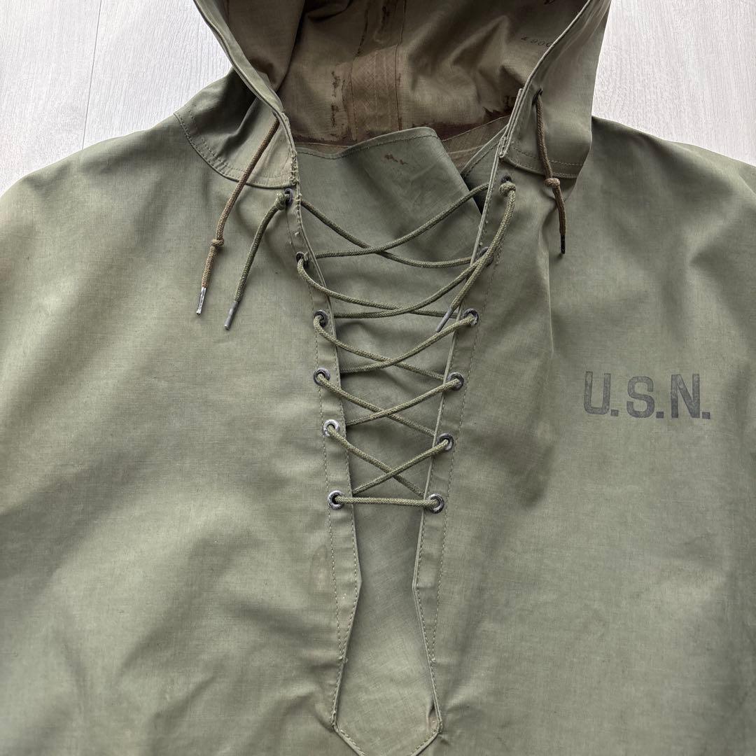 チ*ー様 40s USNAVY デッキレインパーカー レースアップ ビンテージ