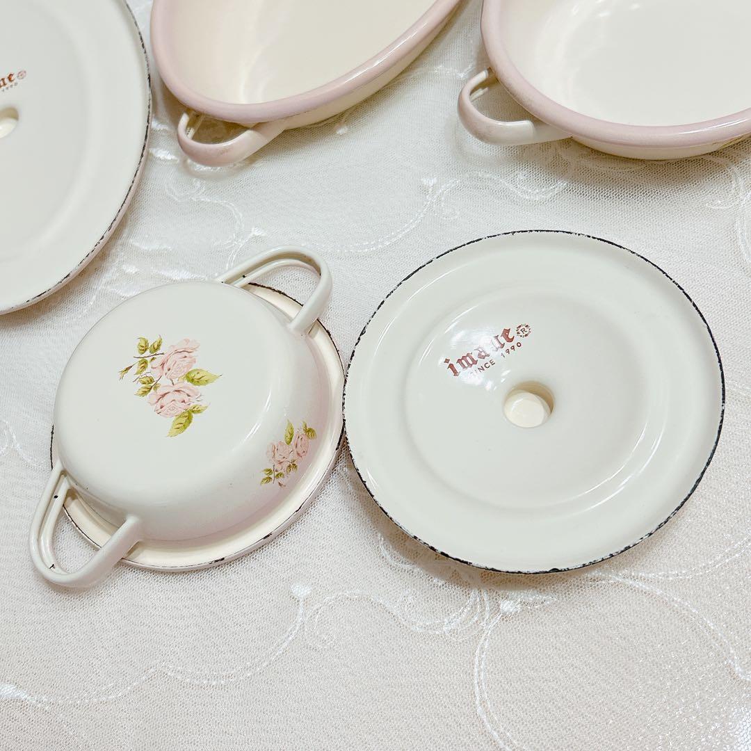 imane 琺瑯 ミニチュアキャセ3点セット / イマン マニー 薔薇雑貨