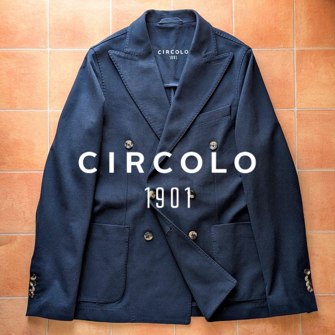 CIRCOLO1901 鹿の子 ネイビー ジャージージャケット ダブル 46