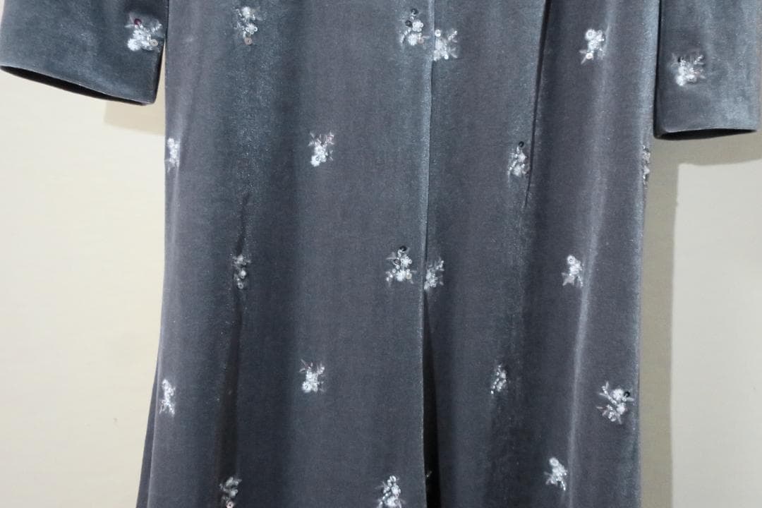 ねこあおセルフォード 花柄刺繍ベロアワンピース　サイズ36