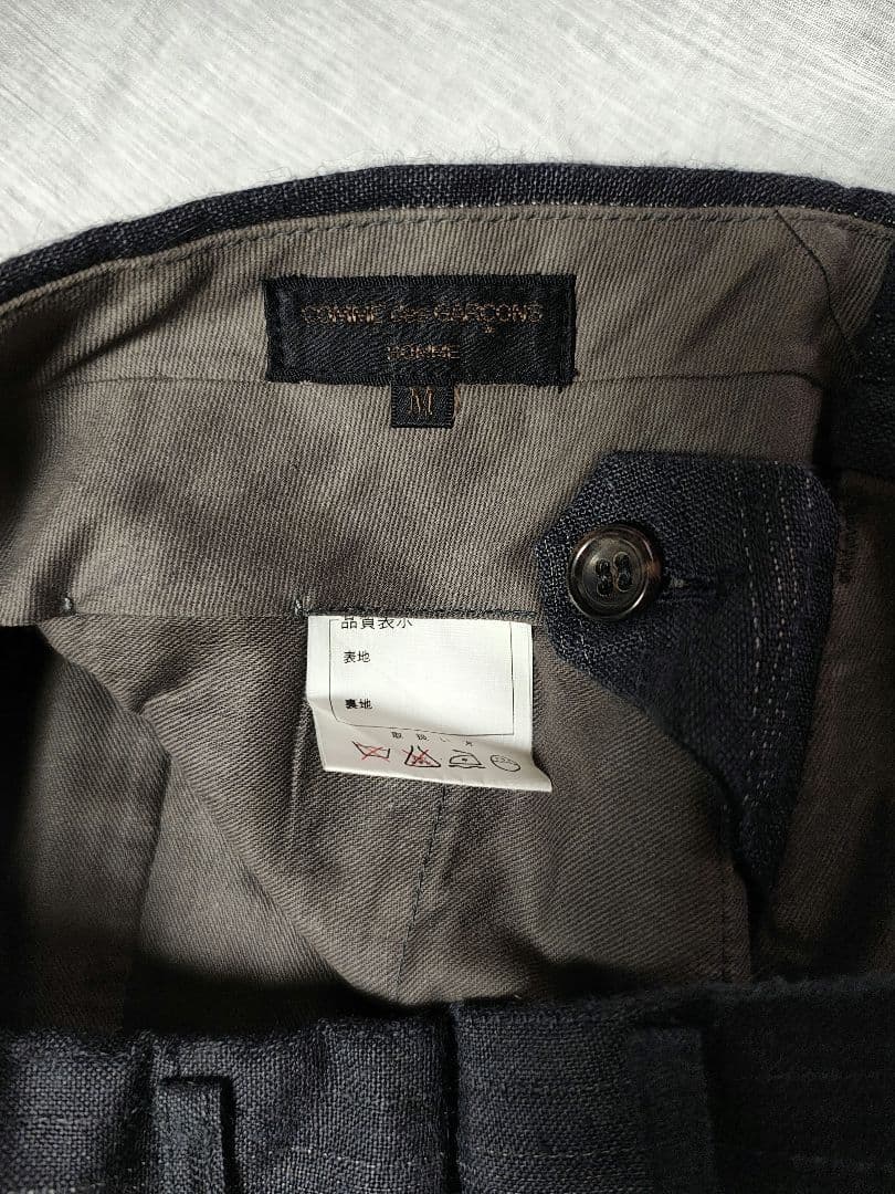 80s コムデギャルソンオム　多重ステッチスラックス　ワイド　リネン　サンプル