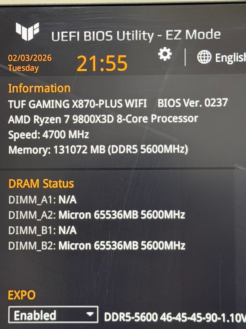 Crucial Pro DDR5-5600 128GB（64GB×2）メモリ