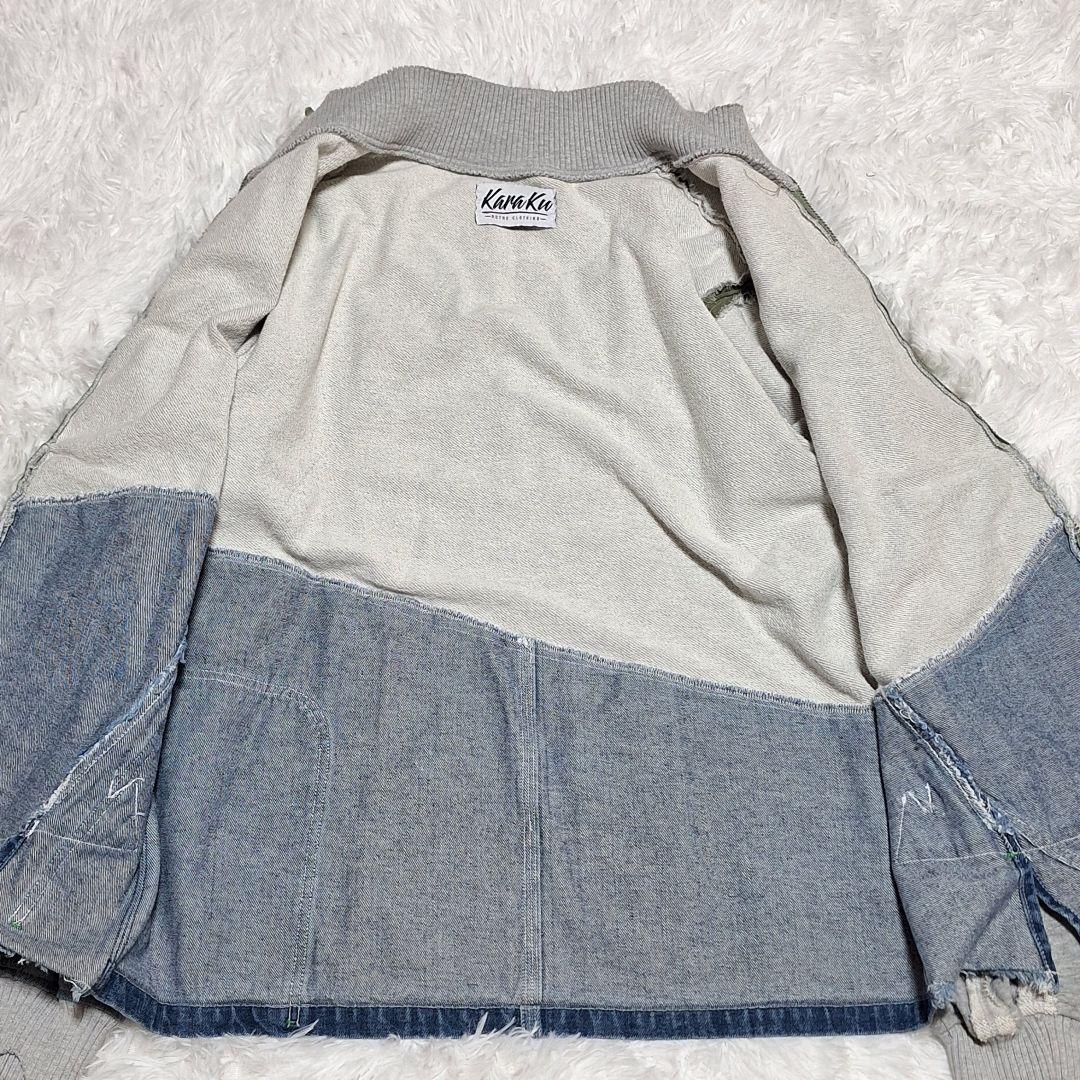 karaku　異素材　再構築　ミリタリーデザイン　ダメージ　リメイク　ジャケット