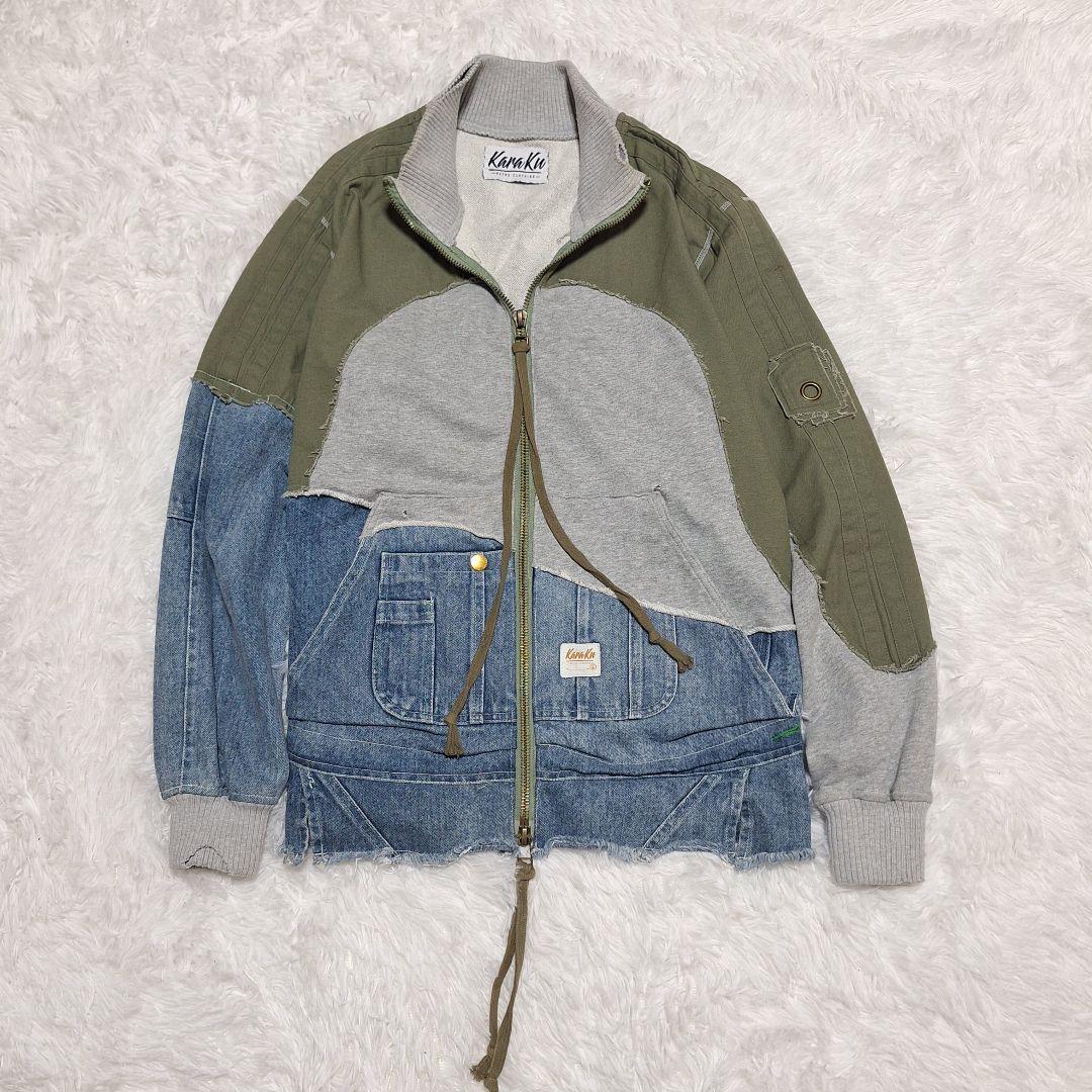 karaku　異素材　再構築　ミリタリーデザイン　ダメージ　リメイク　ジャケット