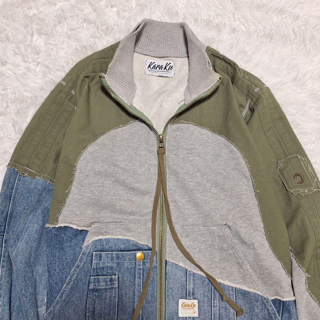 karaku　異素材　再構築　ミリタリーデザイン　ダメージ　リメイク　ジャケット