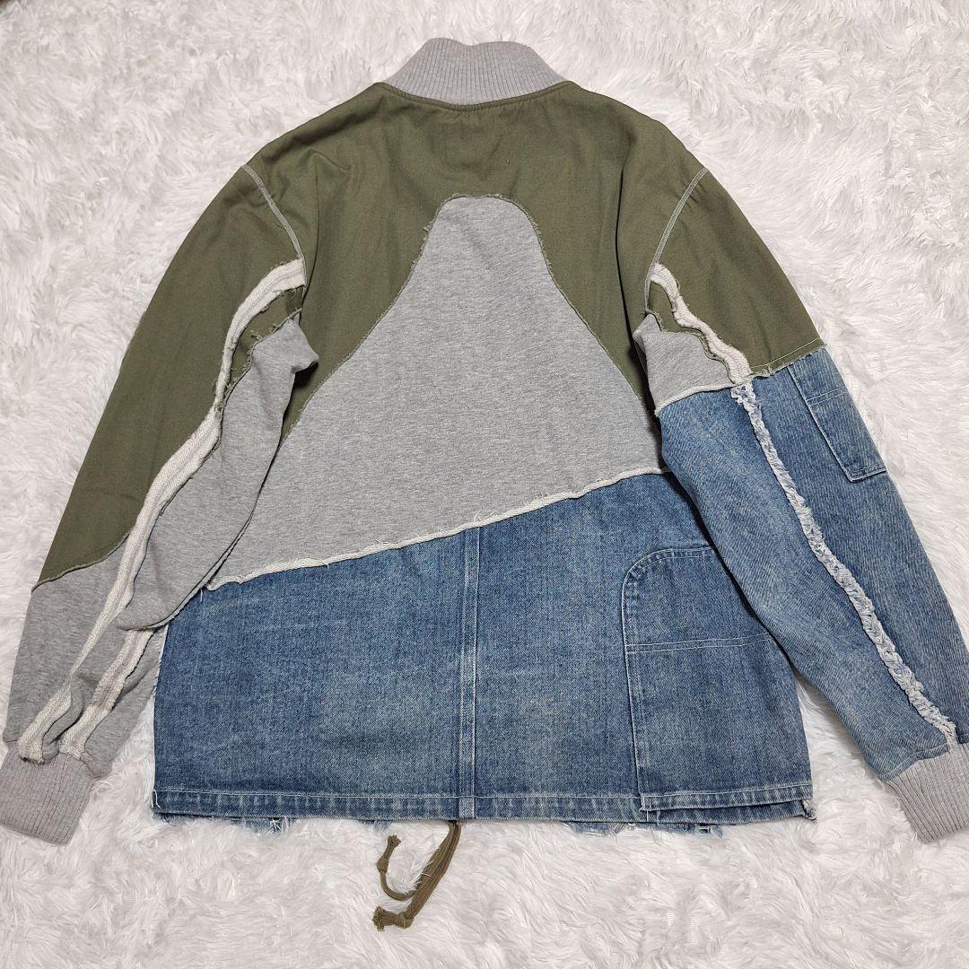 karaku　異素材　再構築　ミリタリーデザイン　ダメージ　リメイク　ジャケット