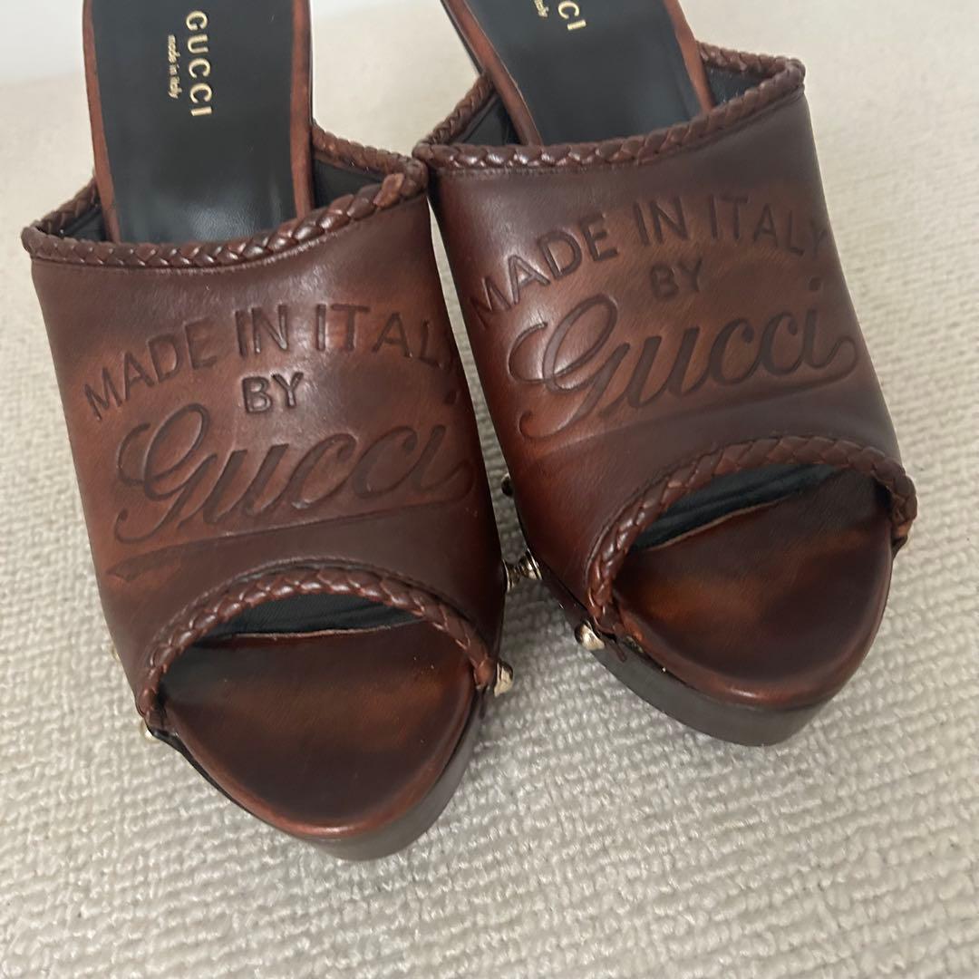 GUCCI グッチ サンダル ヒール レザー 25cm 38