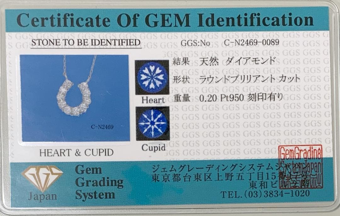 新品 H&C ダイヤモンド 馬蹄 ネックレス 0.20ct Pt950