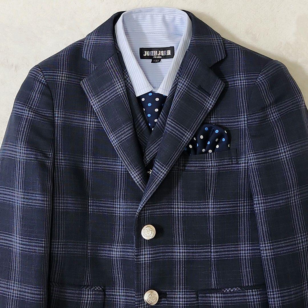 美品✨スリーピース フォーマルスーツ 7点セット 男の子 120 チェック 入学