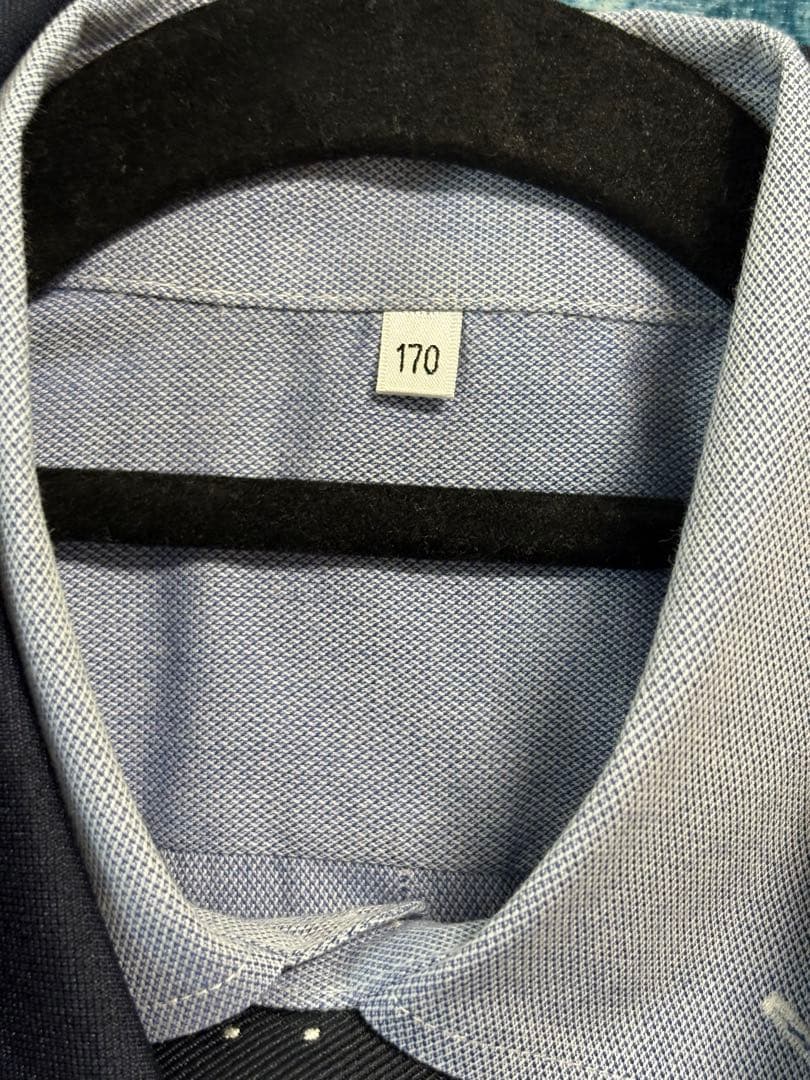 卒業式　男の子　小学生　紺　チェック柄 スーツ　5点セット　水色シャツ