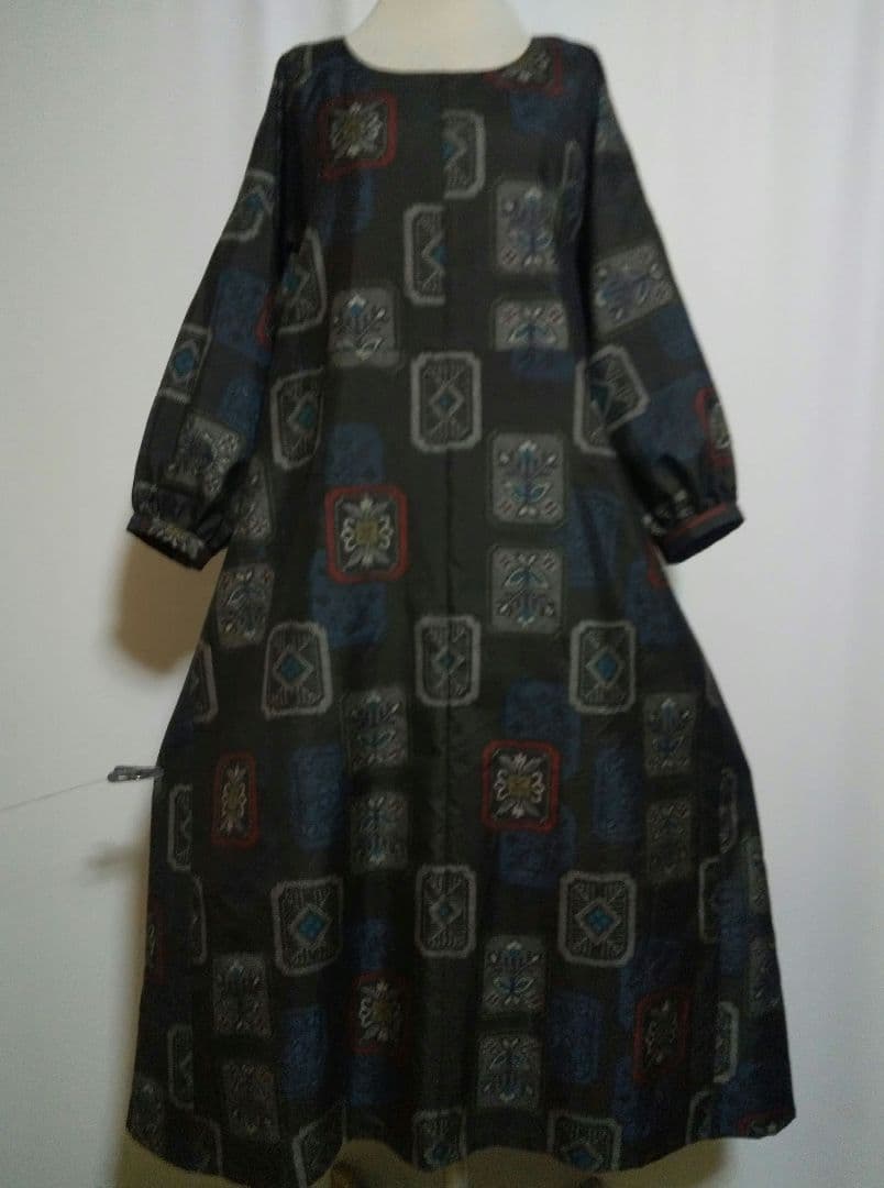 着物リメイク／ドルマン袖ワンピース★サイズL～3L