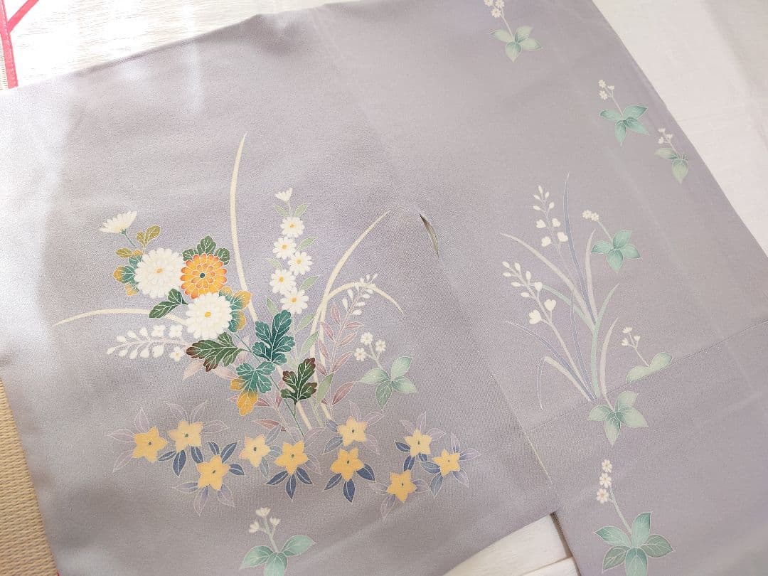 正絹　袷　訪問着　藤色