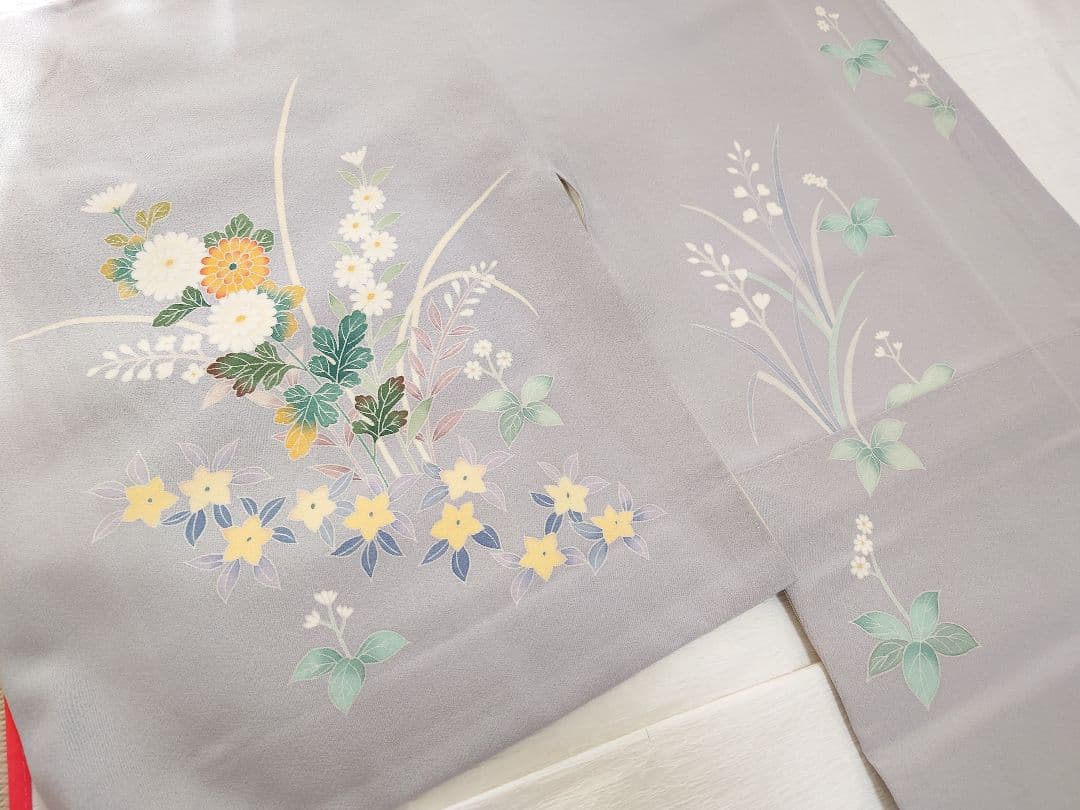 正絹　袷　訪問着　藤色