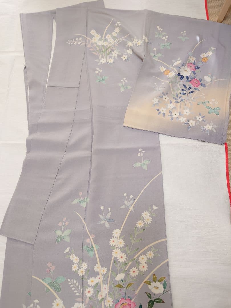 正絹　袷　訪問着　藤色