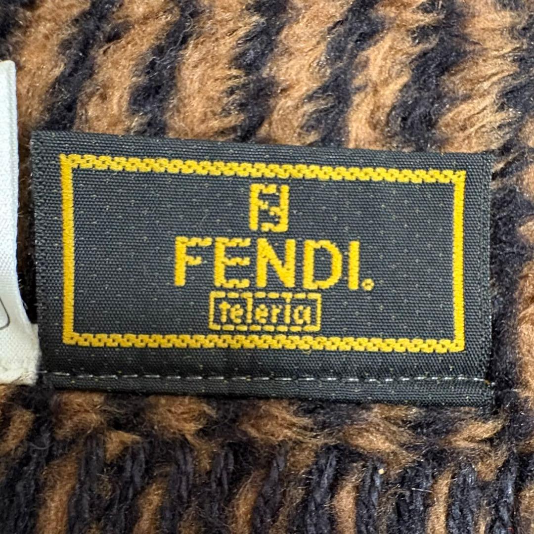極美品✨ フェンディ FFロゴ ズッカ 総柄 ブランケット ブラウン 毛布