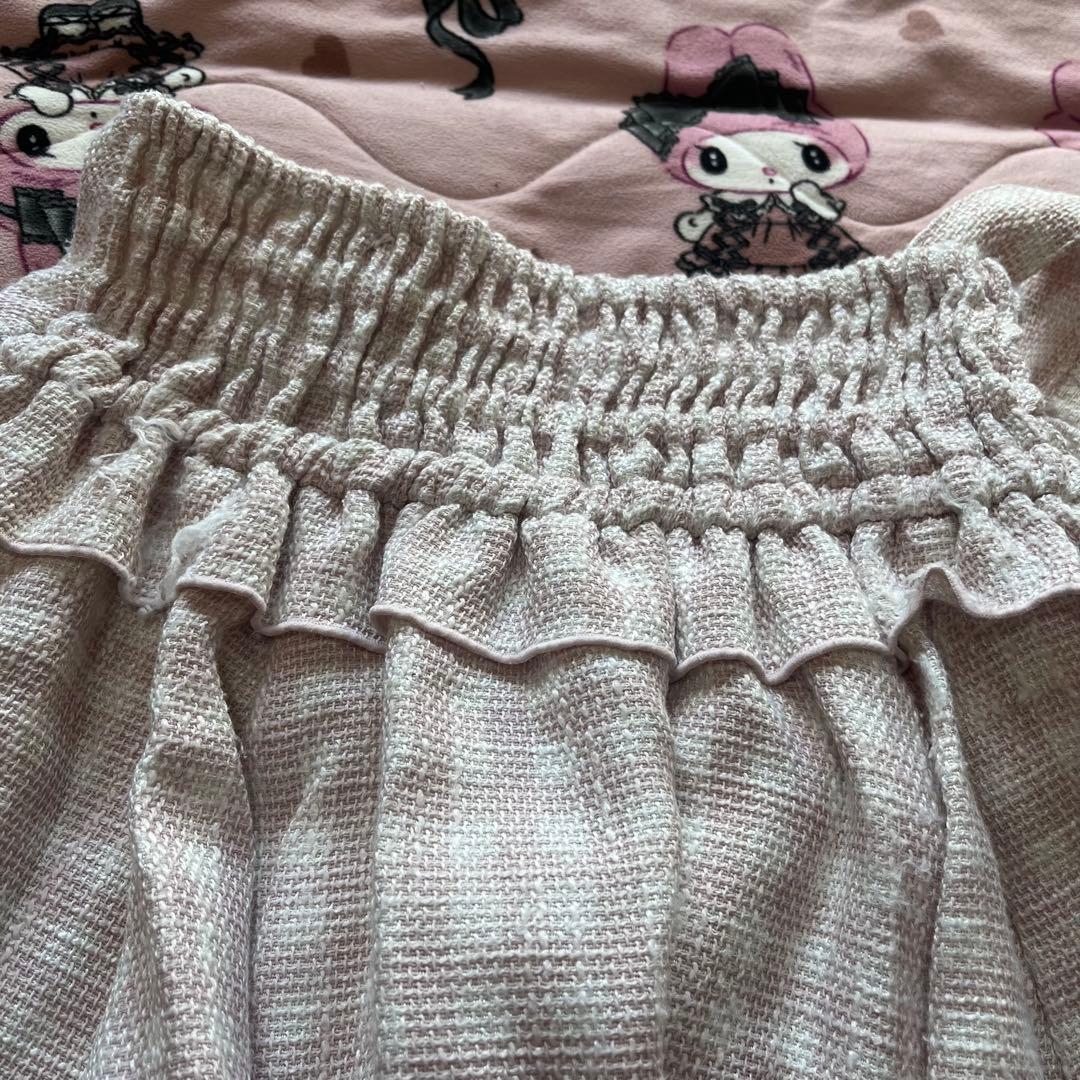 リズリサ ギンガムツイードサスペンダー付きスカパン ピンク LIZLISA