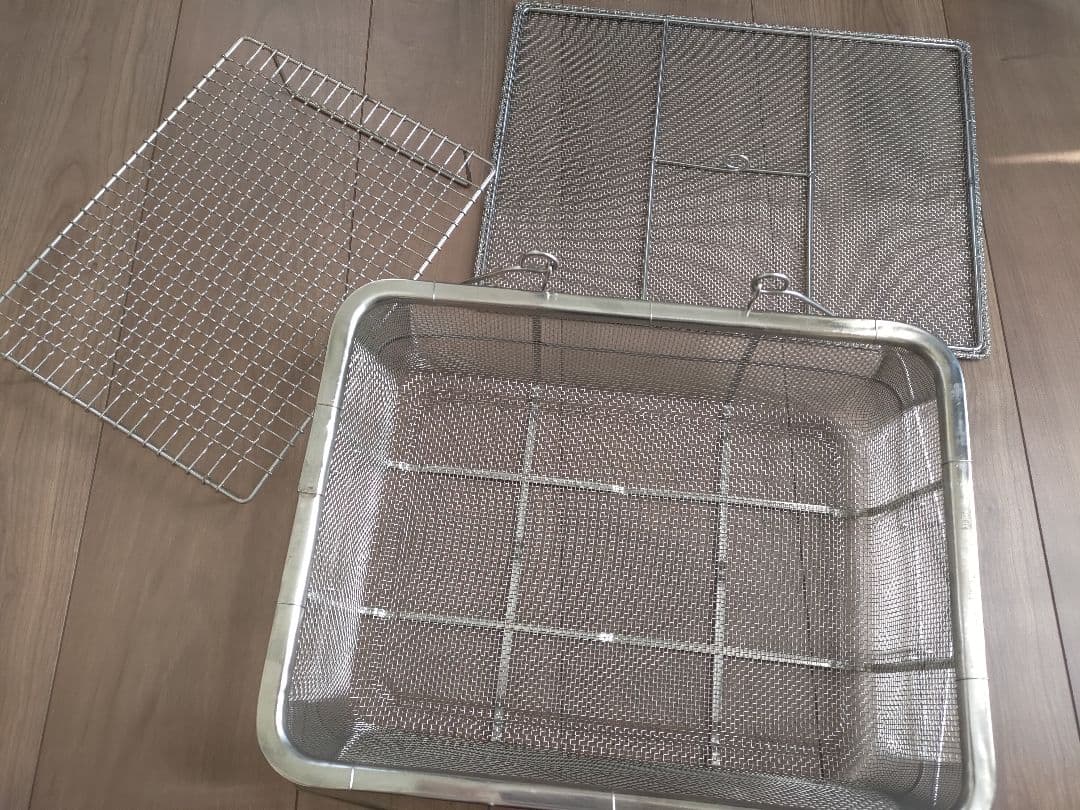 辻和金網　ふたつき干しかご　大　中段網付き　ステンレス