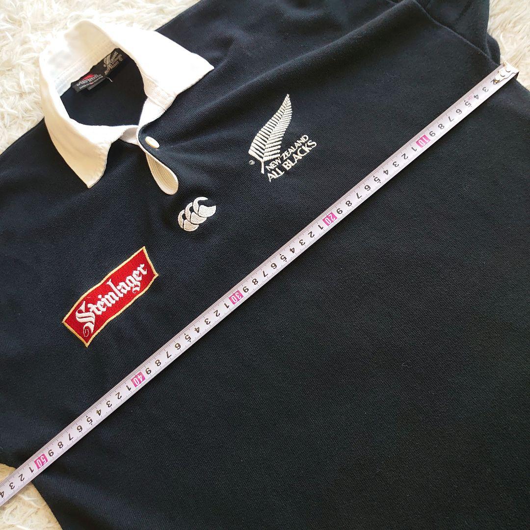 カンタベリー オールブラックス ロゴ刺繍 ラガーシャツ