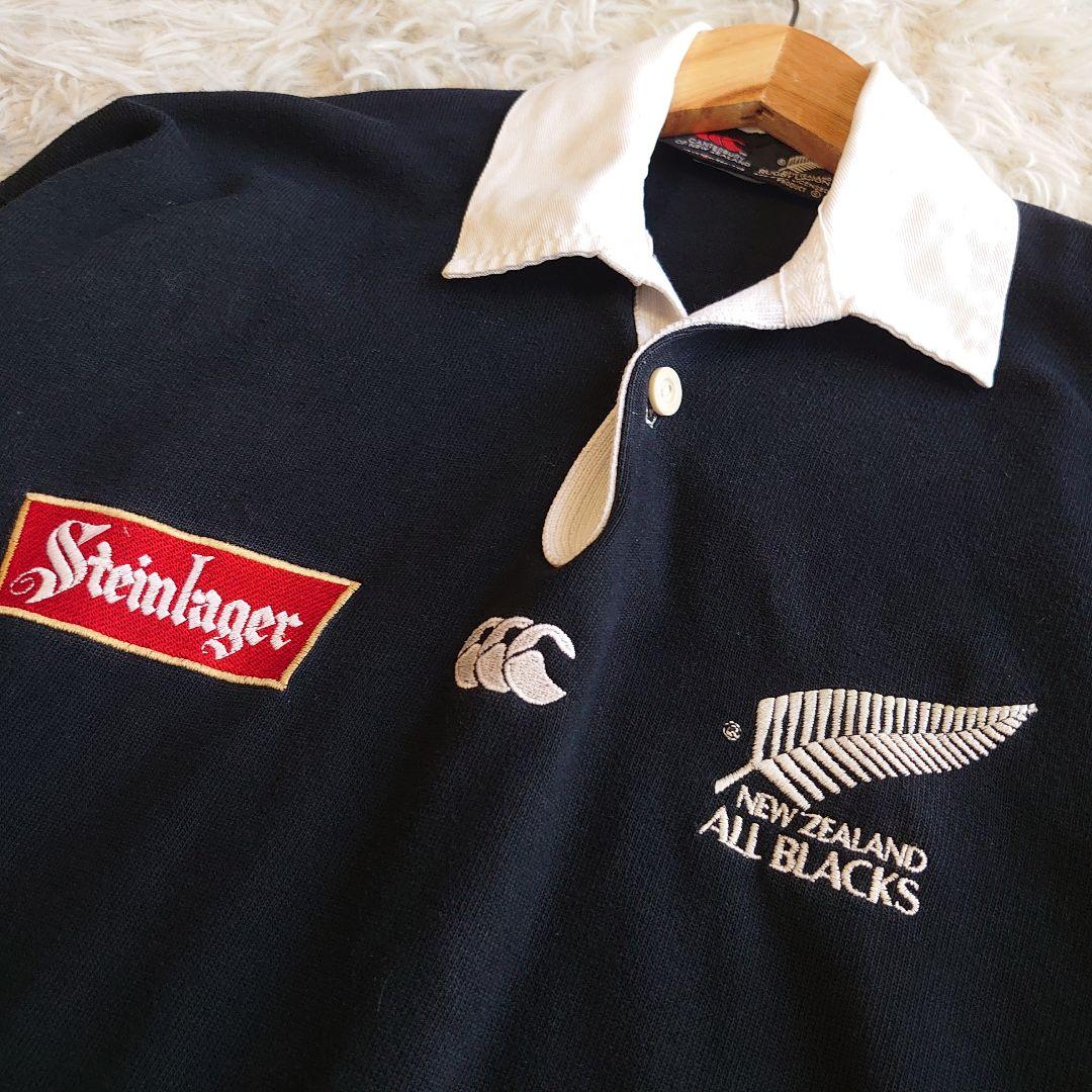 カンタベリー オールブラックス ロゴ刺繍 ラガーシャツ