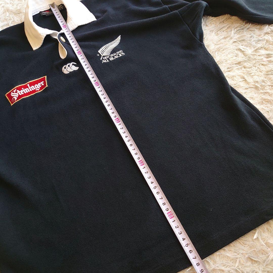 カンタベリー オールブラックス ロゴ刺繍 ラガーシャツ