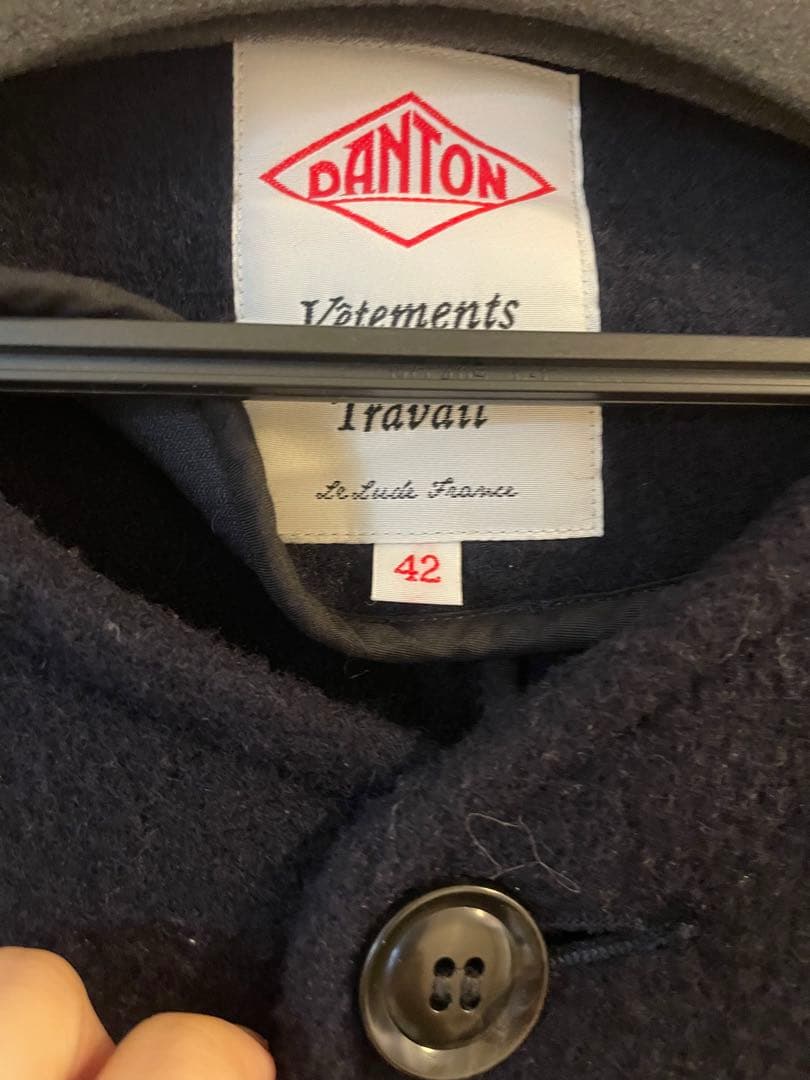 Danton メンズ ノーカラーコート