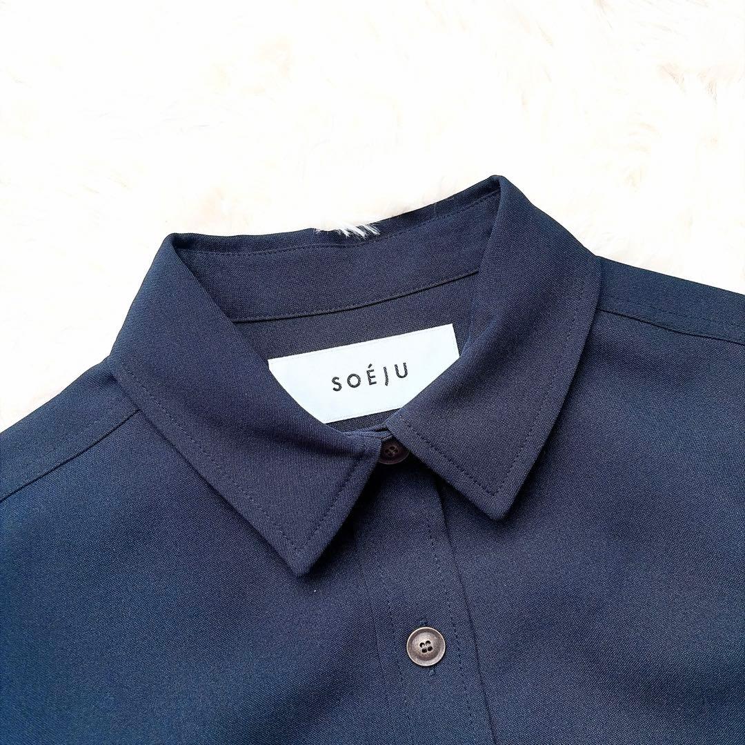 【美品】SOEJU ソージュ　オックスシャツワンピース　ネイビXS